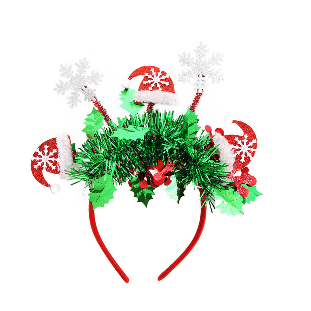 Christmas Headband Festive Make-Up Hair Hoop Cartoon Snowmen Reindeer Santa Hats Headband for Photography Christmas Image 3