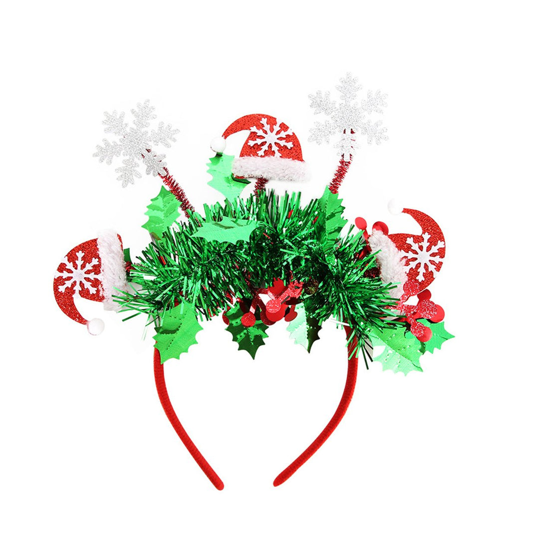 Christmas Headband Festive Make-Up Hair Hoop Cartoon Snowmen Reindeer Santa Hats Headband for Photography Christmas Image 1