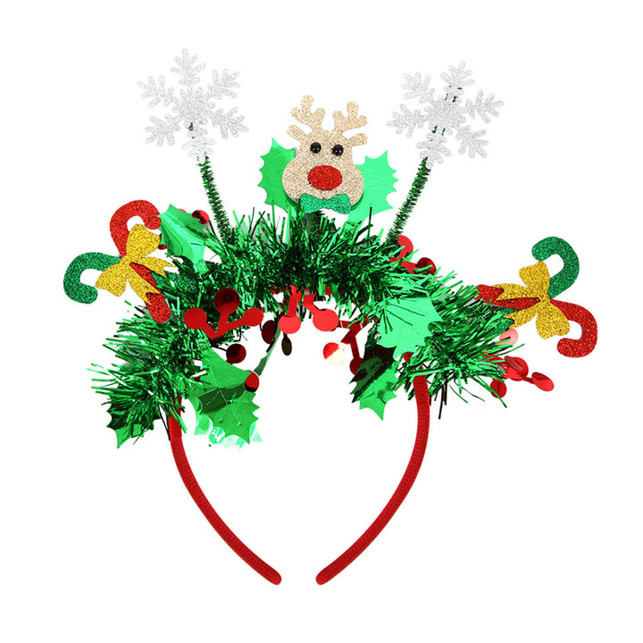 Christmas Headband Festive Make-Up Hair Hoop Cartoon Snowmen Reindeer Santa Hats Headband for Photography Christmas Image 8