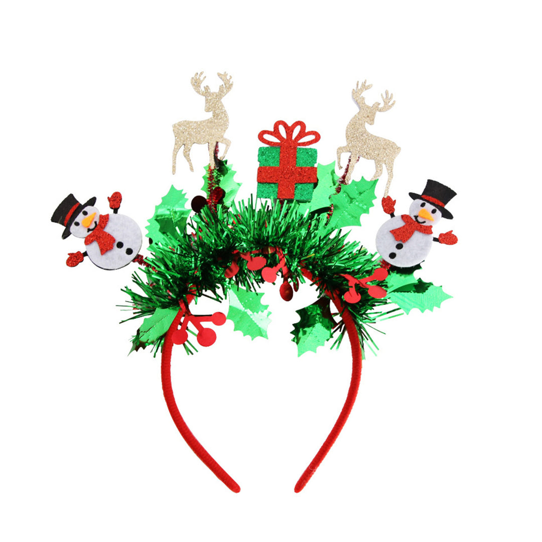 Christmas Headband Festive Make-Up Hair Hoop Cartoon Snowmen Reindeer Santa Hats Headband for Photography Christmas Image 9