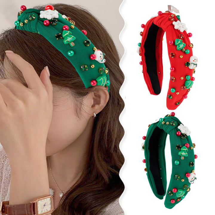 Christmas Headband Women Headband with Mini Christmas Tree Rhinestones Lightweight Festive Headband Hair Accessory for Image 7