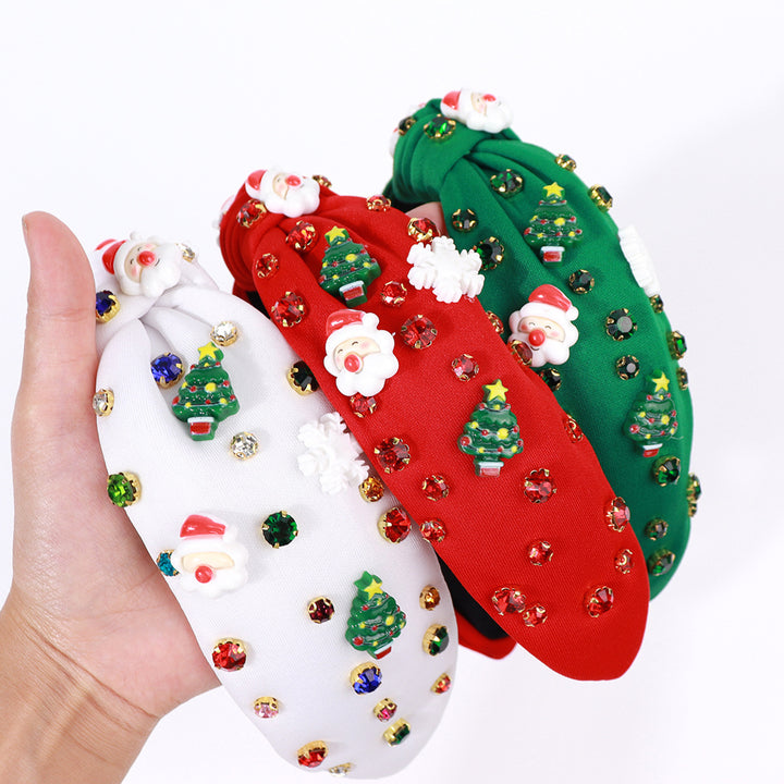 Christmas Headband Women Headband with Mini Christmas Tree Rhinestones Lightweight Festive Headband Hair Accessory for Image 9