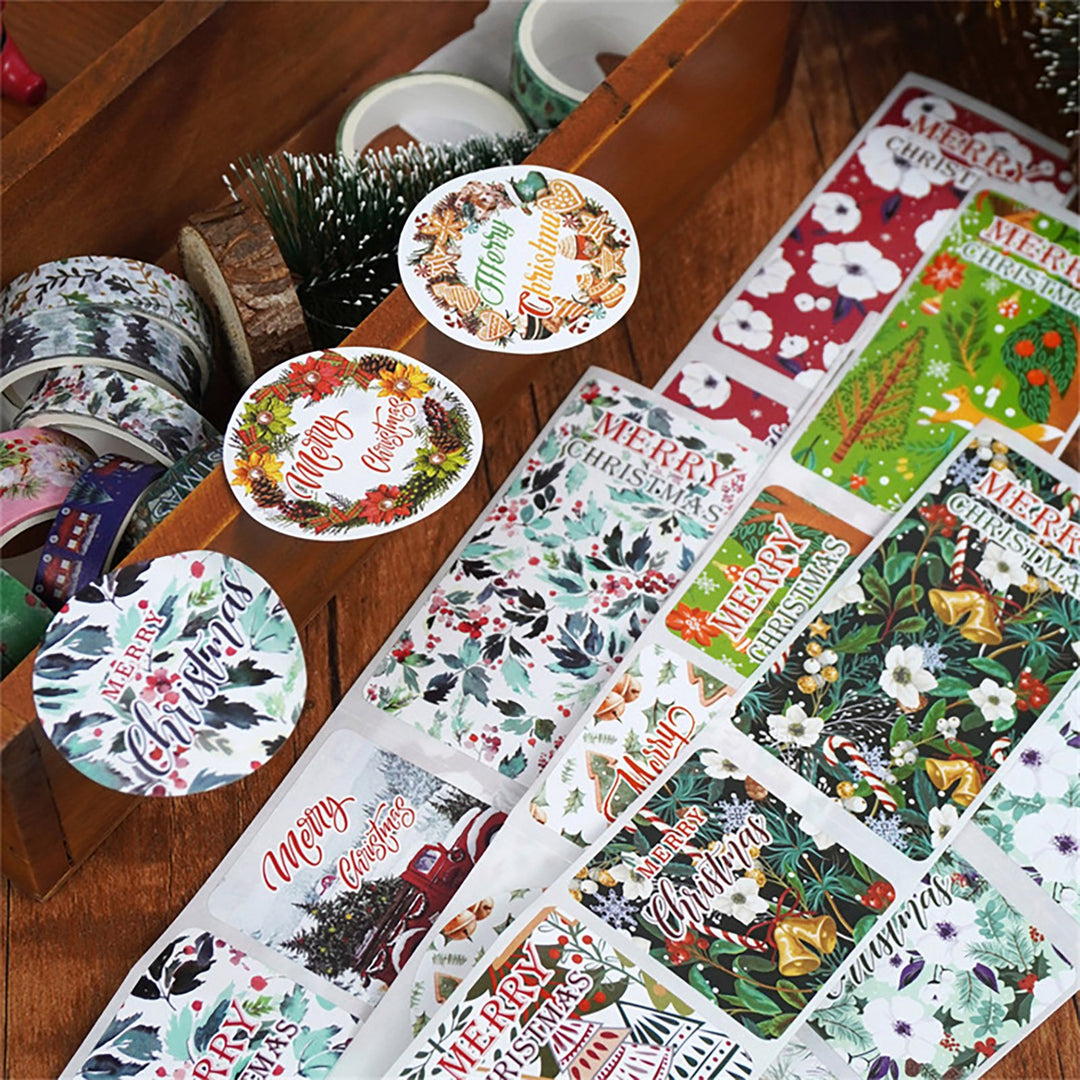 80Pcs/Set Christmas Snowman Tree Pattern PET Tapes Pre-Cut Holiday Scene Stickers Journaling Scrapbook Supplies Image 4