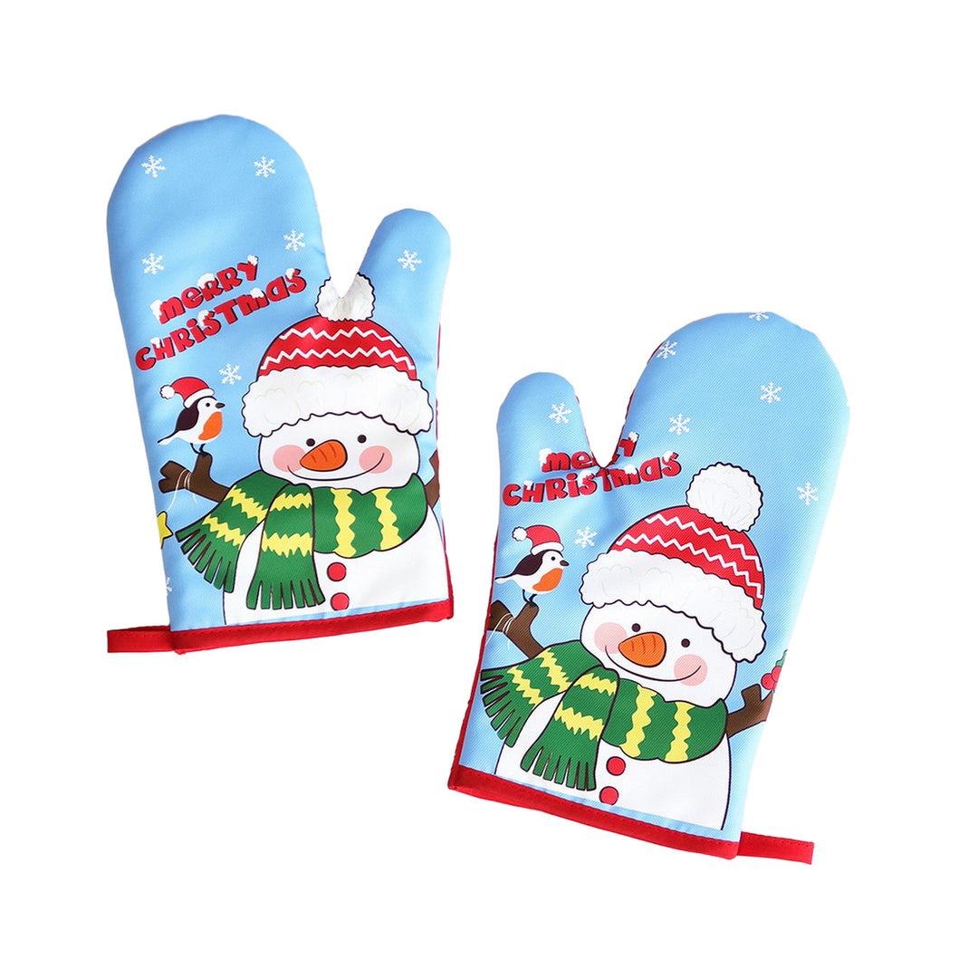 Christmas Insulated Gloves Thermal Baking Oven Mitts Hanging Loop Design Heat Resistant Kitchen Gloves for Cooking Image 3