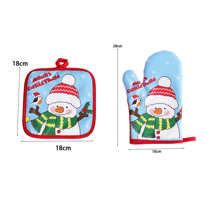 Christmas Insulated Gloves Thermal Baking Oven Mitts Hanging Loop Design Heat Resistant Kitchen Gloves for Cooking Image 10