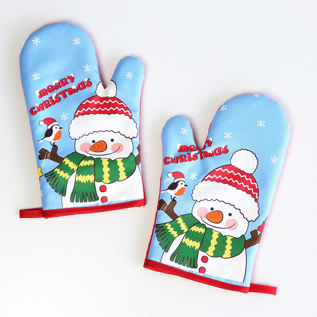 Christmas Insulated Gloves Thermal Baking Oven Mitts Hanging Loop Design Heat Resistant Kitchen Gloves for Cooking Image 11