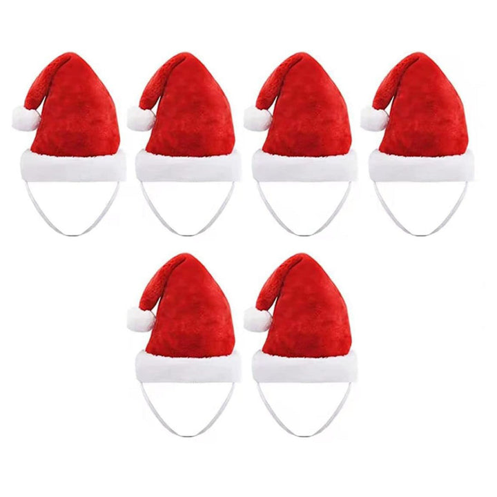 6Pcs Adorable Pet Santa Hat with Elastic Strap Comfortable to Wear Anti-fall Festive Christmas Costume Cats Dogs Pet Image 4