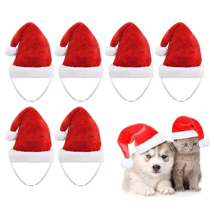 6Pcs Adorable Pet Santa Hat with Elastic Strap Comfortable to Wear Anti-fall Festive Christmas Costume Cats Dogs Pet Image 12