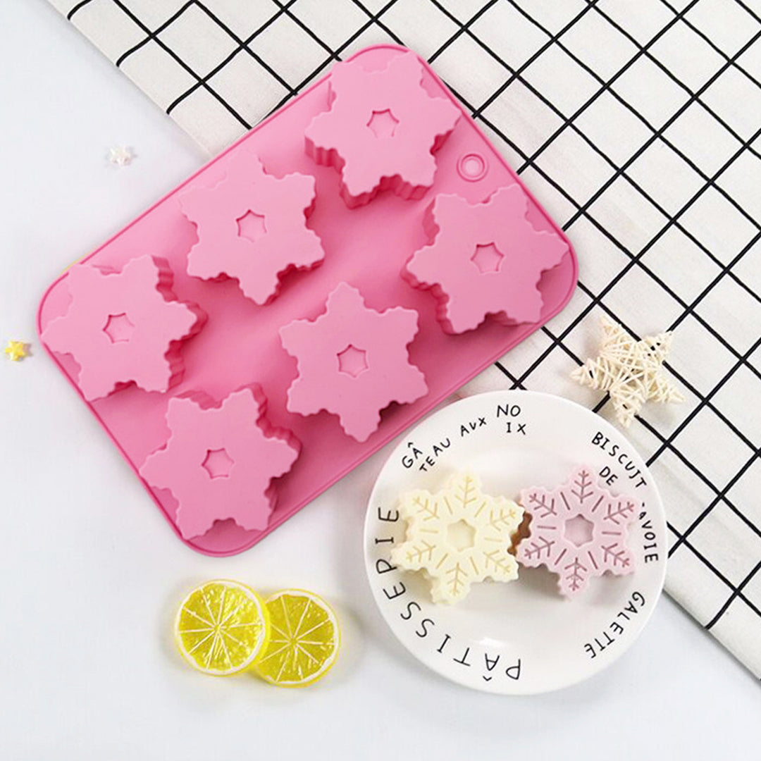 Christmas Snowflake Silicone Mold DIY Soap Chocolate Cake Decoration 6 Small Molds for Christmas Party Image 2