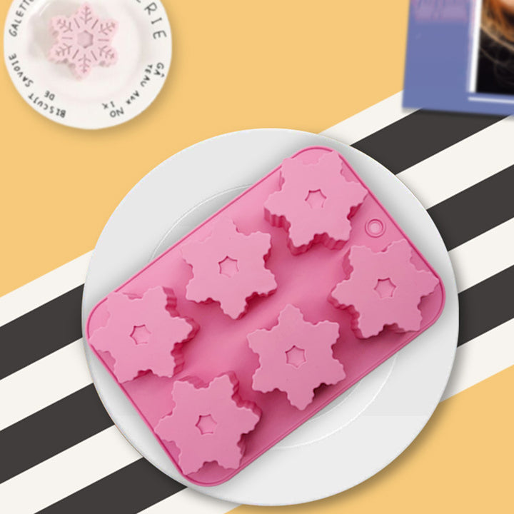 Christmas Snowflake Silicone Mold DIY Soap Chocolate Cake Decoration 6 Small Molds for Christmas Party Image 3