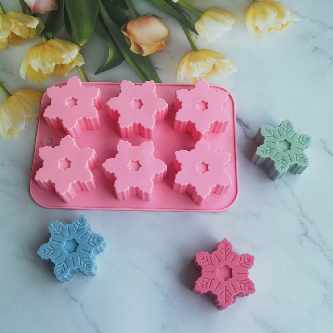 Christmas Snowflake Silicone Mold DIY Soap Chocolate Cake Decoration 6 Small Molds for Christmas Party Image 4