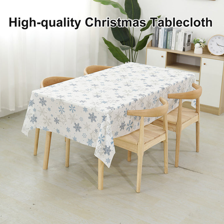 Christmas Tablecloth Disposable Waterproof Snowflake Pattern Table Cover for Festive Holiday Party Decoration Image 1