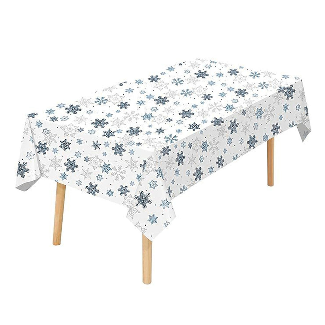 Christmas Tablecloth Disposable Waterproof Snowflake Pattern Table Cover for Festive Holiday Party Decoration Image 3