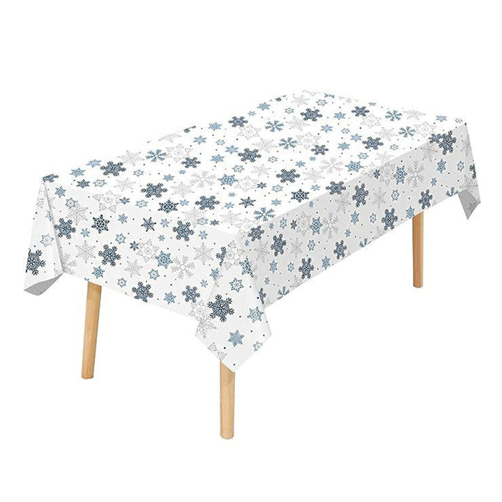 Christmas Tablecloth Disposable Waterproof Snowflake Pattern Table Cover for Festive Holiday Party Decoration Image 3