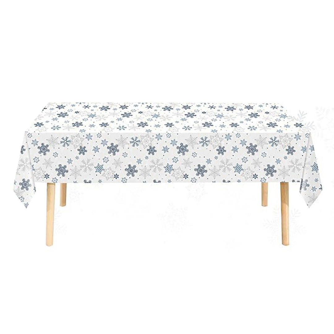 Christmas Tablecloth Disposable Waterproof Snowflake Pattern Table Cover for Festive Holiday Party Decoration Image 4