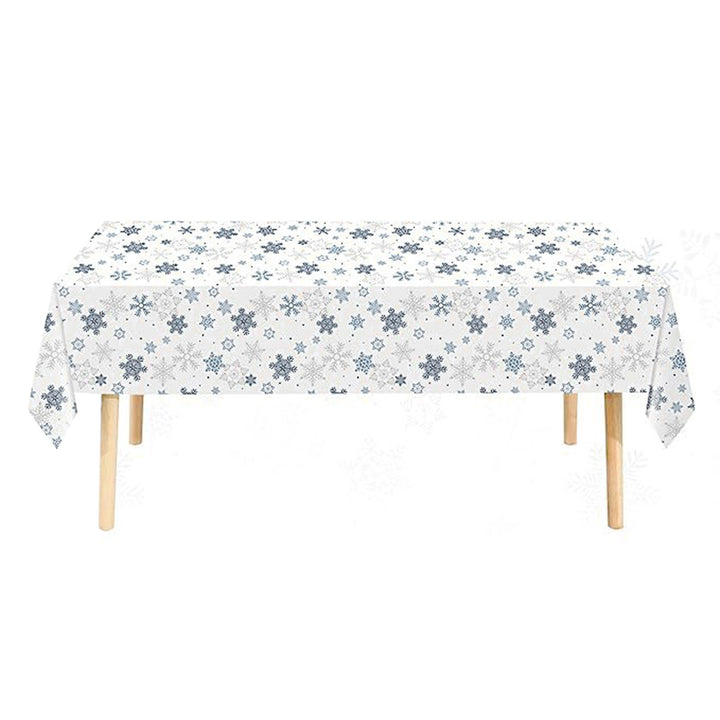 Christmas Tablecloth Disposable Waterproof Snowflake Pattern Table Cover for Festive Holiday Party Decoration Image 4