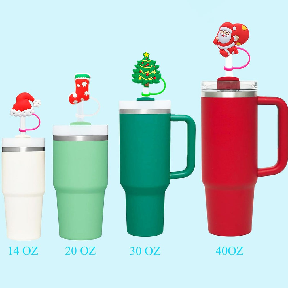 4Pcs Christmas Straw Covers with Handle Creative Shape Unique Design Food Grade Tumbler Straw Toppers Image 2