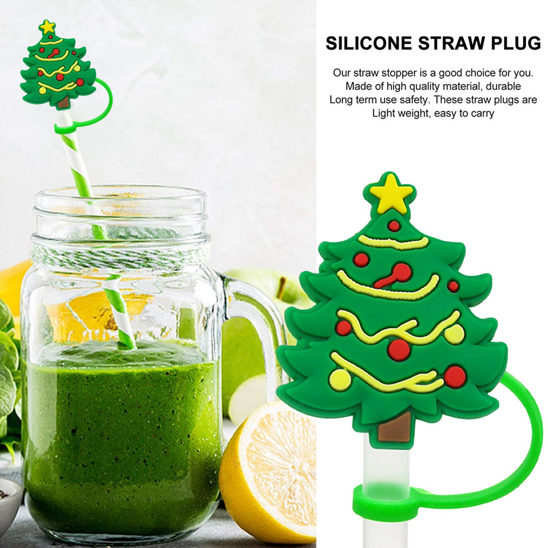 4Pcs Christmas Straw Covers with Handle Creative Shape Unique Design Food Grade Tumbler Straw Toppers Image 3