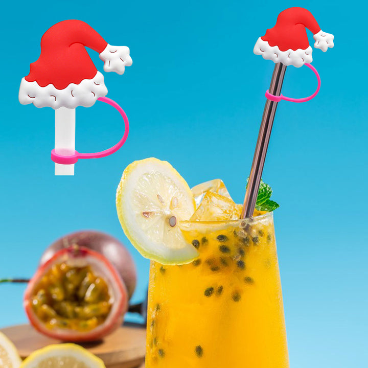 4Pcs Christmas Straw Covers with Handle Creative Shape Unique Design Food Grade Tumbler Straw Toppers Image 9