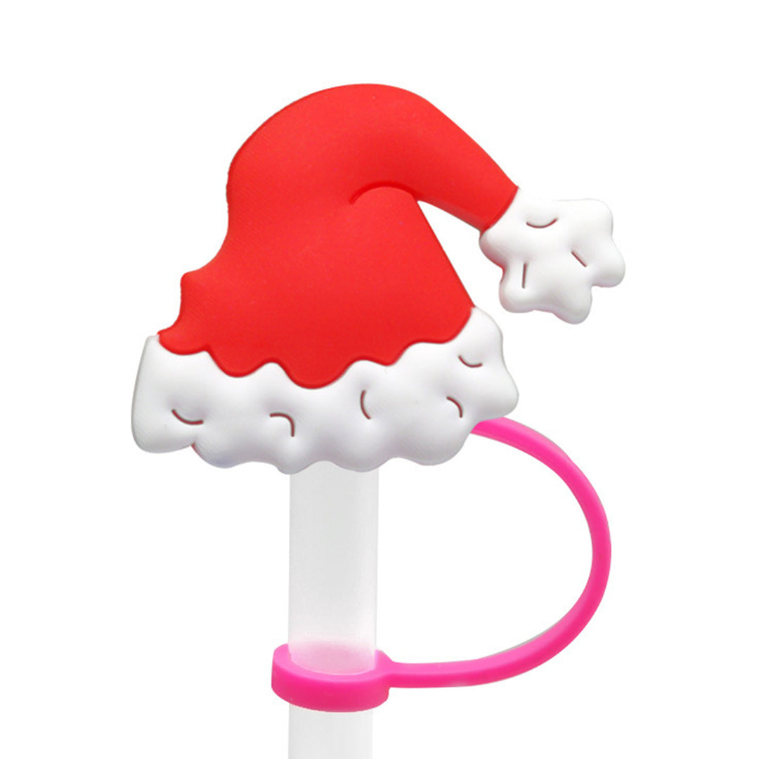 4Pcs Christmas Straw Covers with Handle Creative Shape Unique Design Food Grade Tumbler Straw Toppers Image 11