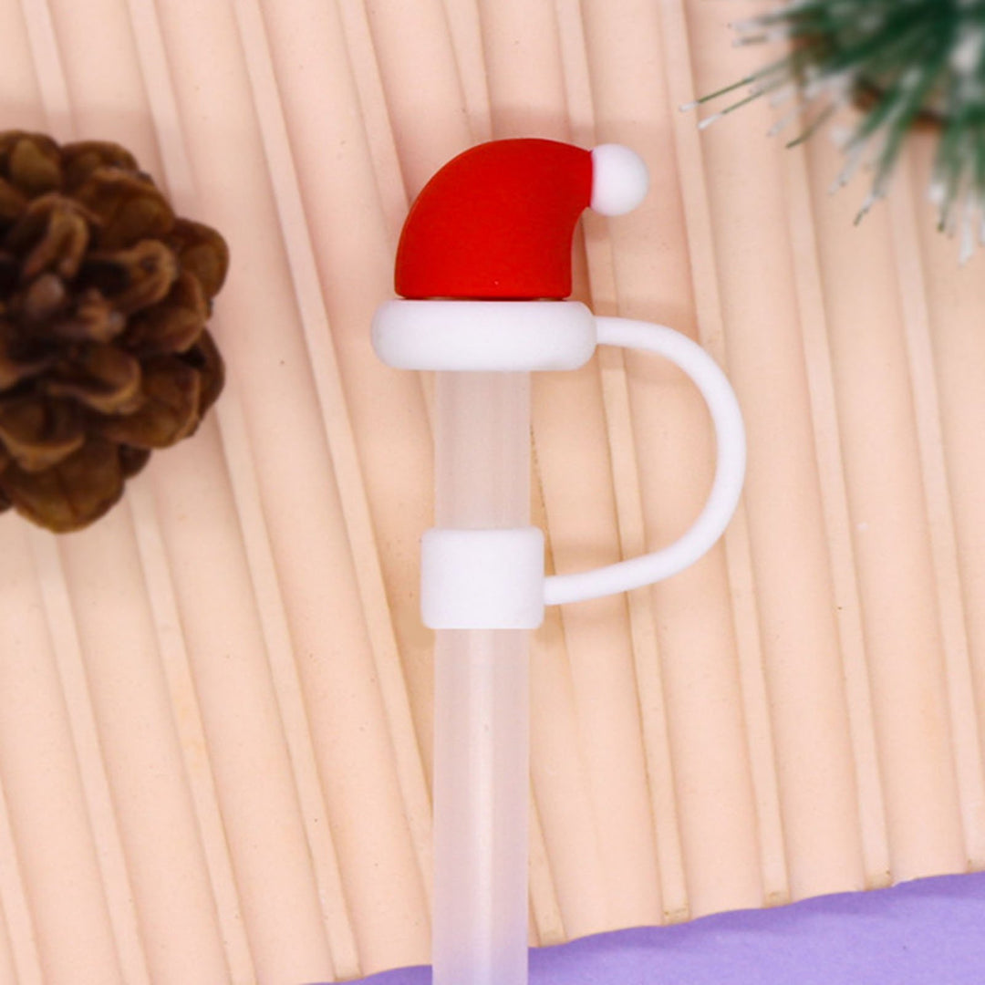 6Pcs Christmas Straw Hat 10mm Dustproof Xmas Style Vibrant Color Create Atmosphere Universal Straw Dust Plugs Image 10