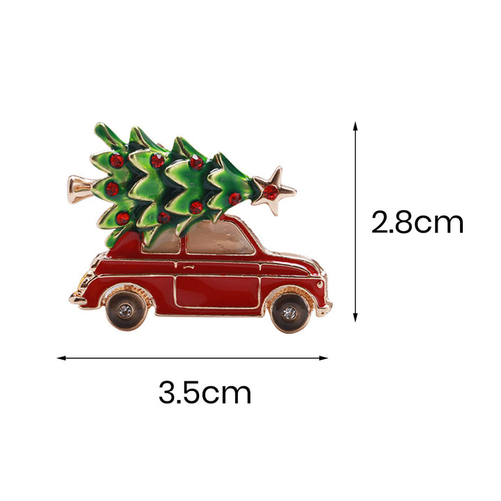 Creative Christmas Tree Car Shape Brooch Shining Rhinestones Inlaid Enamel Pin Vibrant Color Clothes Hat Shawl Badge Image 6