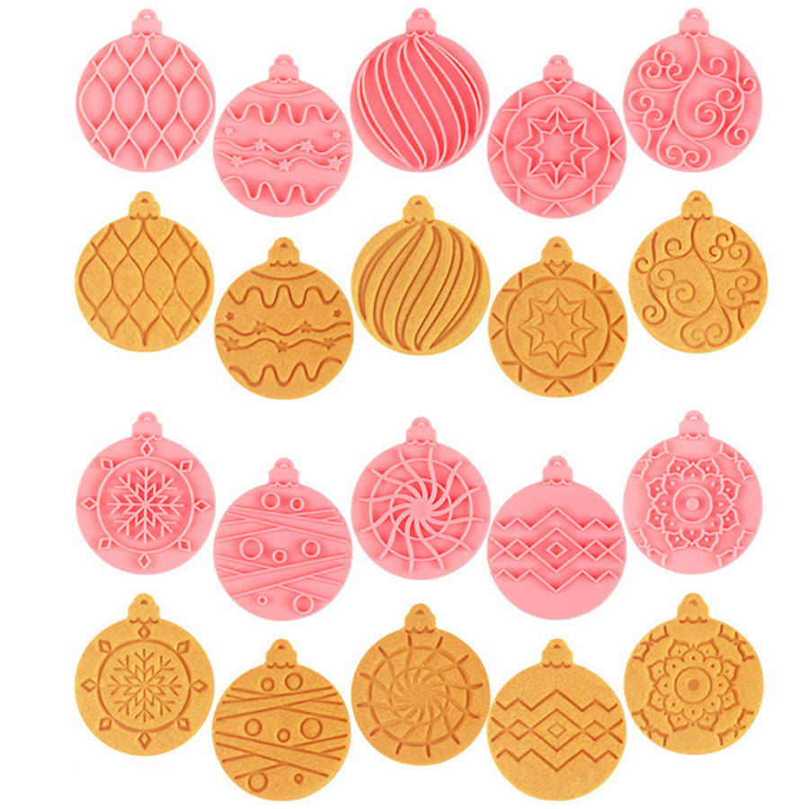 10Pcs/Set Christmas Ball Cookie Cutter Mold Food Grade PP Dishwasher Safe Press DIY 3D Fondant Cookie Maker Mould Image 1