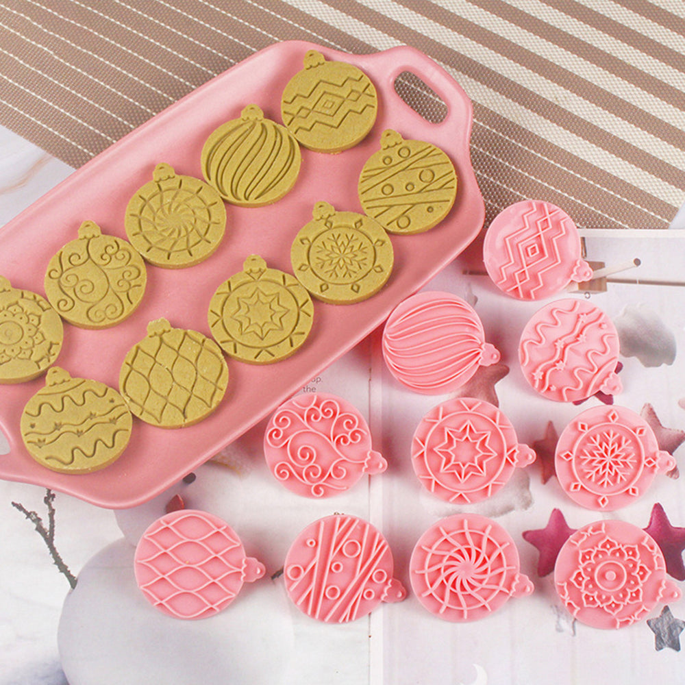 10Pcs/Set Christmas Ball Cookie Cutter Mold Food Grade PP Dishwasher Safe Press DIY 3D Fondant Cookie Maker Mould Image 2