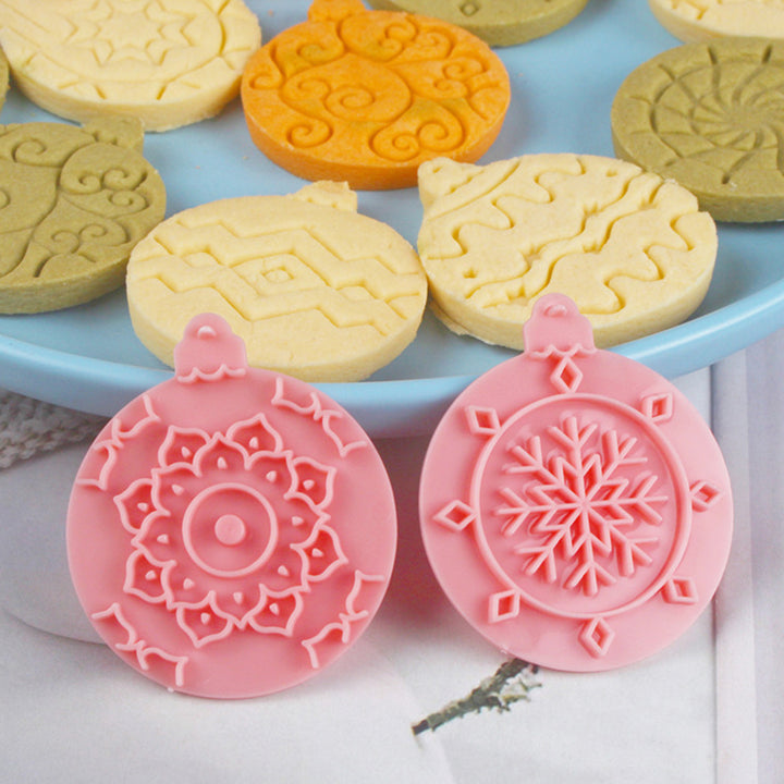 10Pcs/Set Christmas Ball Cookie Cutter Mold Food Grade PP Dishwasher Safe Press DIY 3D Fondant Cookie Maker Mould Image 3