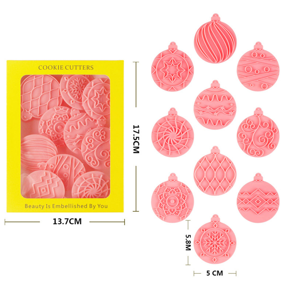 10Pcs/Set Christmas Ball Cookie Cutter Mold Food Grade PP Dishwasher Safe Press DIY 3D Fondant Cookie Maker Mould Image 6