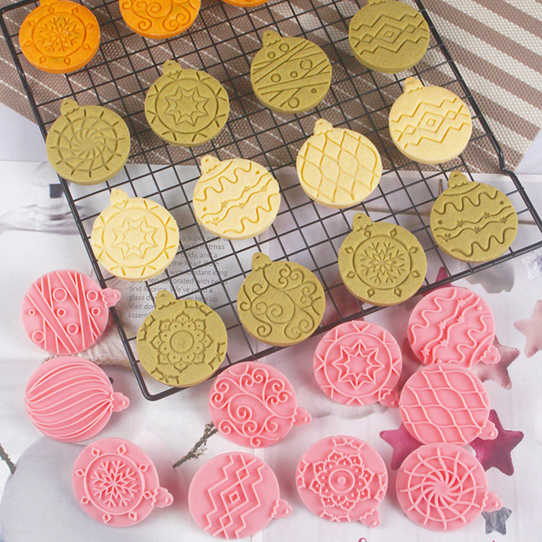 10Pcs/Set Christmas Ball Cookie Cutter Mold Food Grade PP Dishwasher Safe Press DIY 3D Fondant Cookie Maker Mould Image 7