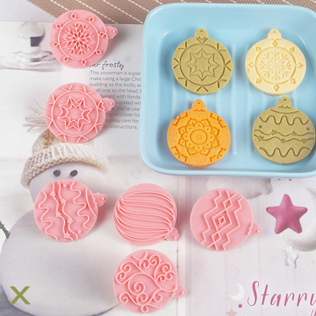 10Pcs/Set Christmas Ball Cookie Cutter Mold Food Grade PP Dishwasher Safe Press DIY 3D Fondant Cookie Maker Mould Image 10