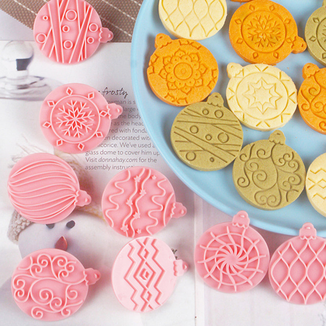 10Pcs/Set Christmas Ball Cookie Cutter Mold Food Grade PP Dishwasher Safe Press DIY 3D Fondant Cookie Maker Mould Image 11