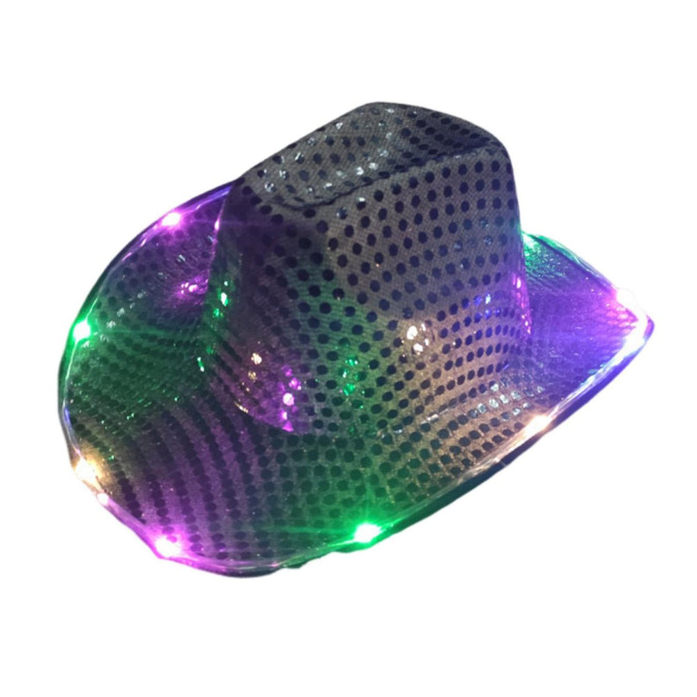 LED Light-Up Cowboy Hat Retro Western Style Luminous 9 Color Available Christmas Party Nightclubs Performance Photo Prop Image 2