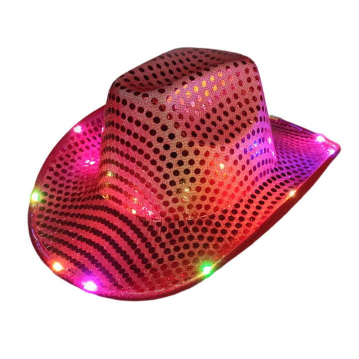 LED Light-Up Cowboy Hat Retro Western Style Luminous 9 Color Available Christmas Party Nightclubs Performance Photo Prop Image 3