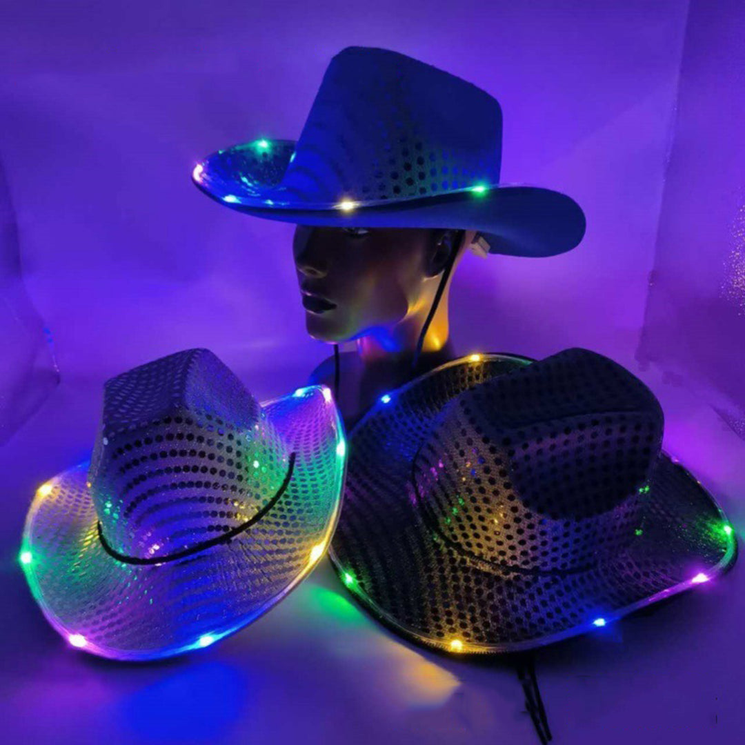 LED Light-Up Cowboy Hat Retro Western Style Luminous 9 Color Available Christmas Party Nightclubs Performance Photo Prop Image 11