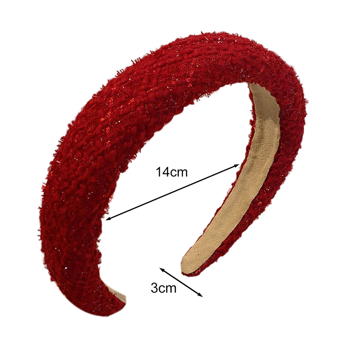 Red Plaid Padded Headband Faux Pearls Decor Wide Anti-slip Hair Hoop Women Christmas Festive Hair Accessories Image 12