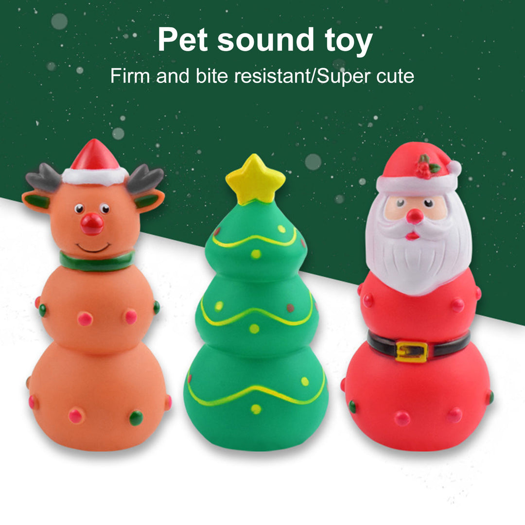 Interactive Christmas Pet Toy Bite-Resistant Teeth-Cleaning Built-in Sound Squeaker Rubber Toy for Dogs Image 4