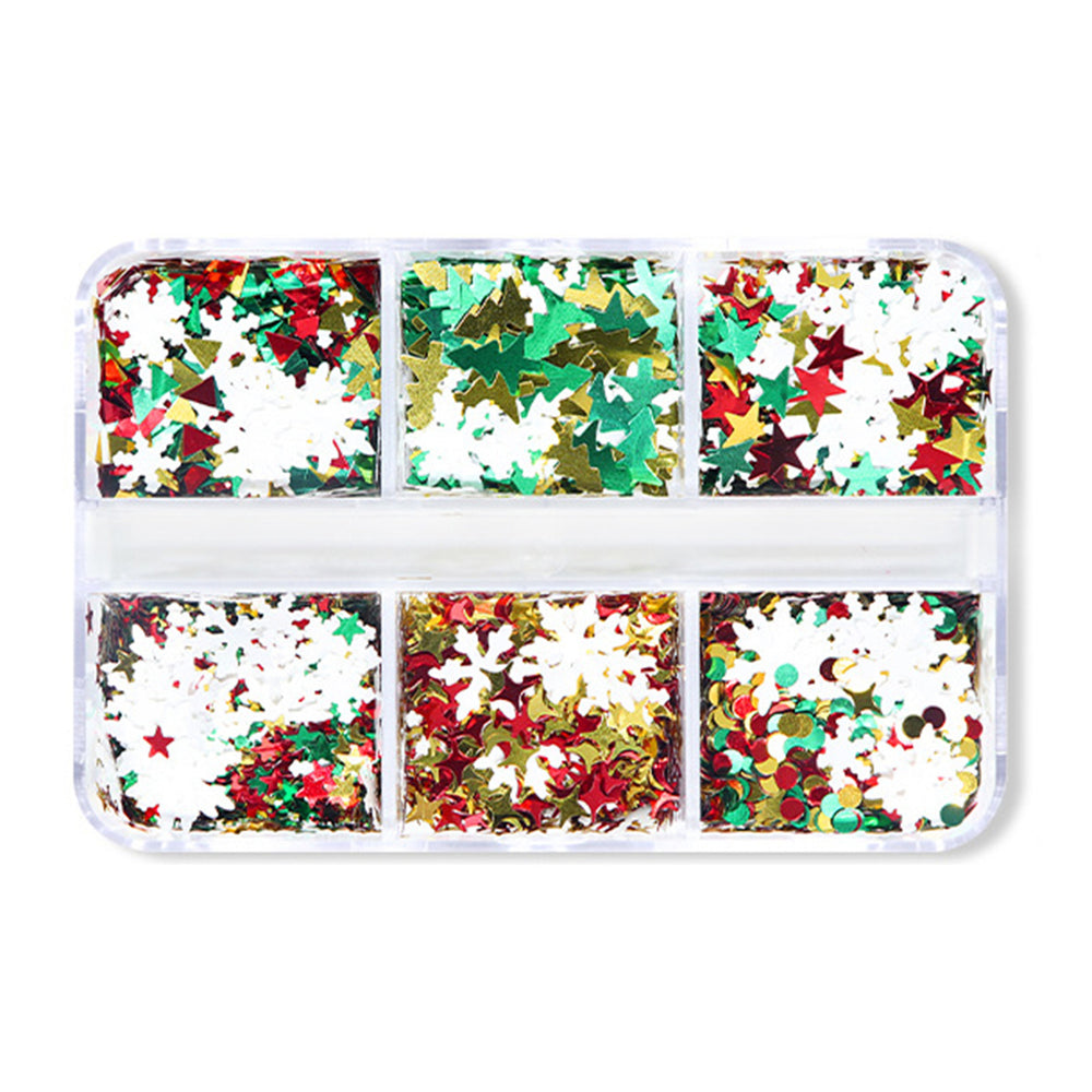 Sparkling Christmas Nail Sequins Six Grids Boxed Autumn Winter Nail Art Accessories for Phone Cases Clothes Image 2