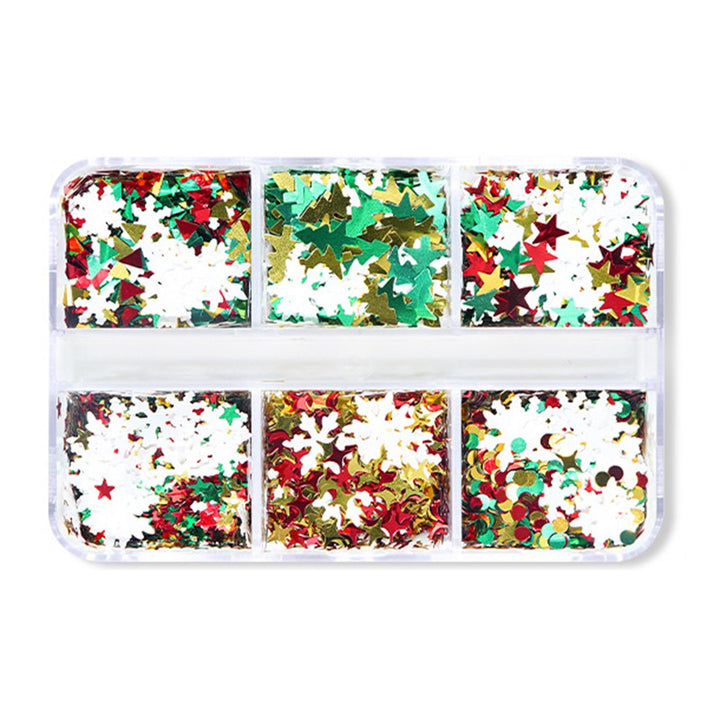 Sparkling Christmas Nail Sequins Six Grids Boxed Autumn Winter Nail Art Accessories for Phone Cases Clothes Image 1