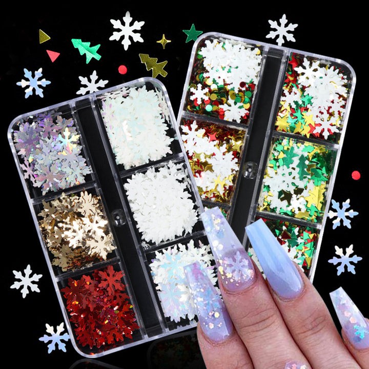 Sparkling Christmas Nail Sequins Six Grids Boxed Autumn Winter Nail Art Accessories for Phone Cases Clothes Image 7