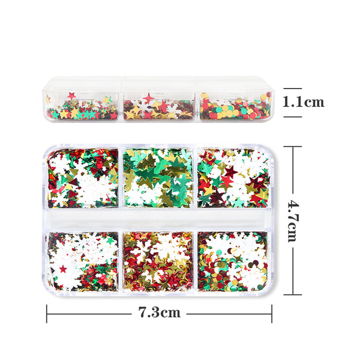 Sparkling Christmas Nail Sequins Six Grids Boxed Autumn Winter Nail Art Accessories for Phone Cases Clothes Image 8