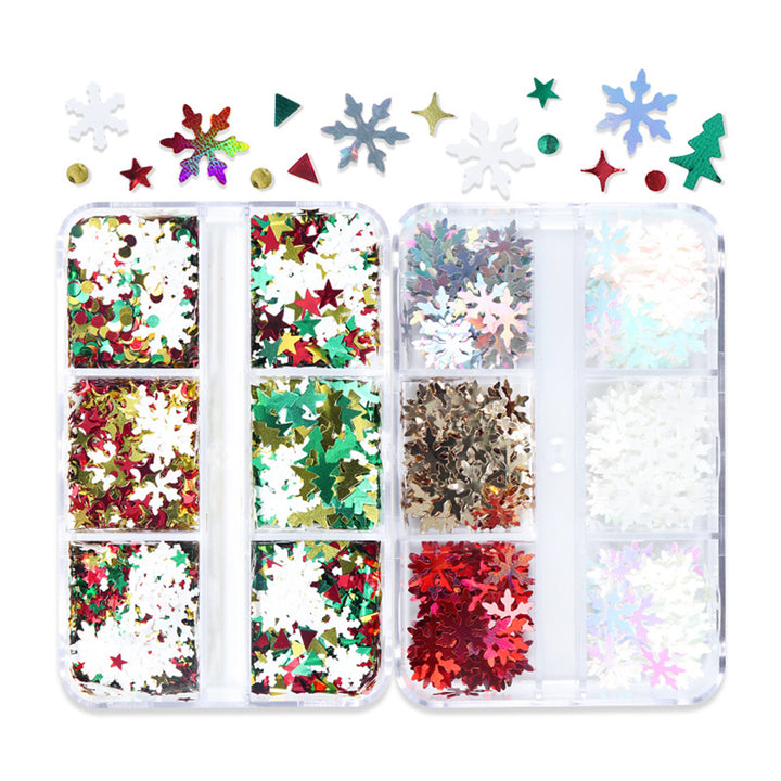 Sparkling Christmas Nail Sequins Six Grids Boxed Autumn Winter Nail Art Accessories for Phone Cases Clothes Image 9