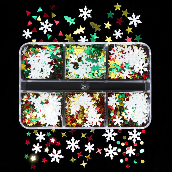 Sparkling Christmas Nail Sequins Six Grids Boxed Autumn Winter Nail Art Accessories for Phone Cases Clothes Image 11