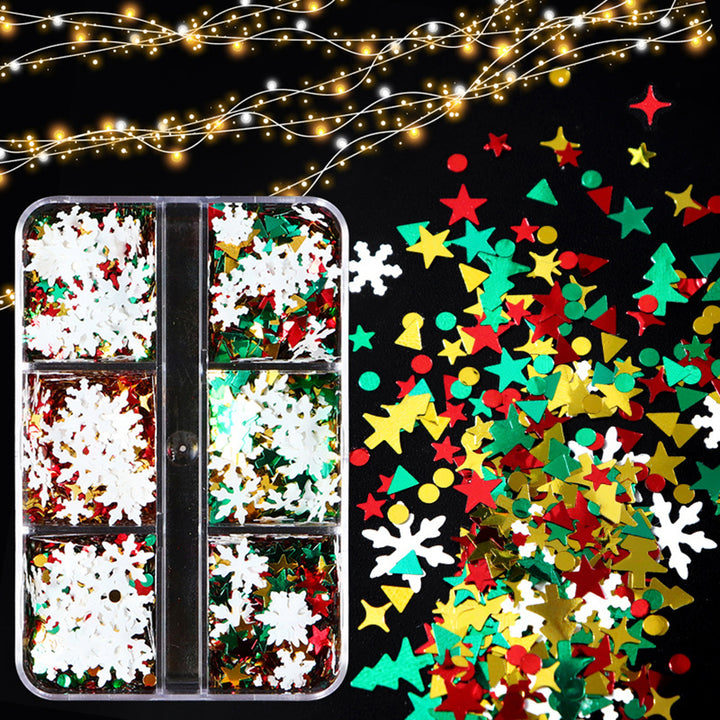 Sparkling Christmas Nail Sequins Six Grids Boxed Autumn Winter Nail Art Accessories for Phone Cases Clothes Image 12