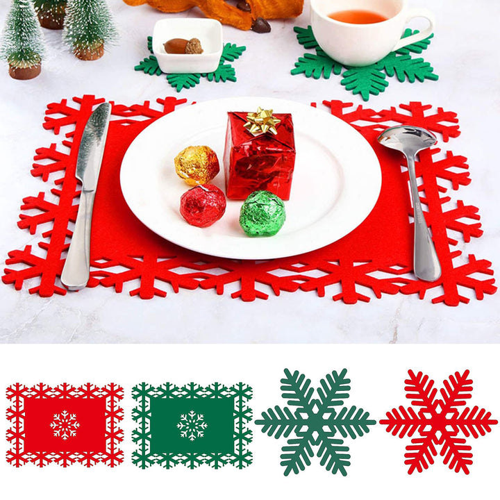 2Pcs Christmas Placemat Durable Reusable Snowflake Shaped Coaster for Festive Dining Table Decorations Image 1