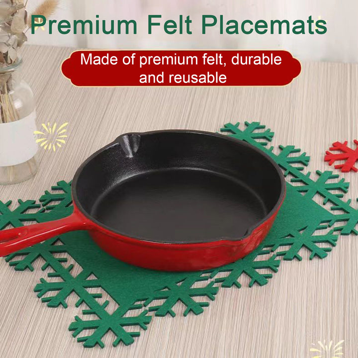 2Pcs Christmas Placemat Durable Reusable Snowflake Shaped Coaster for Festive Dining Table Decorations Image 6