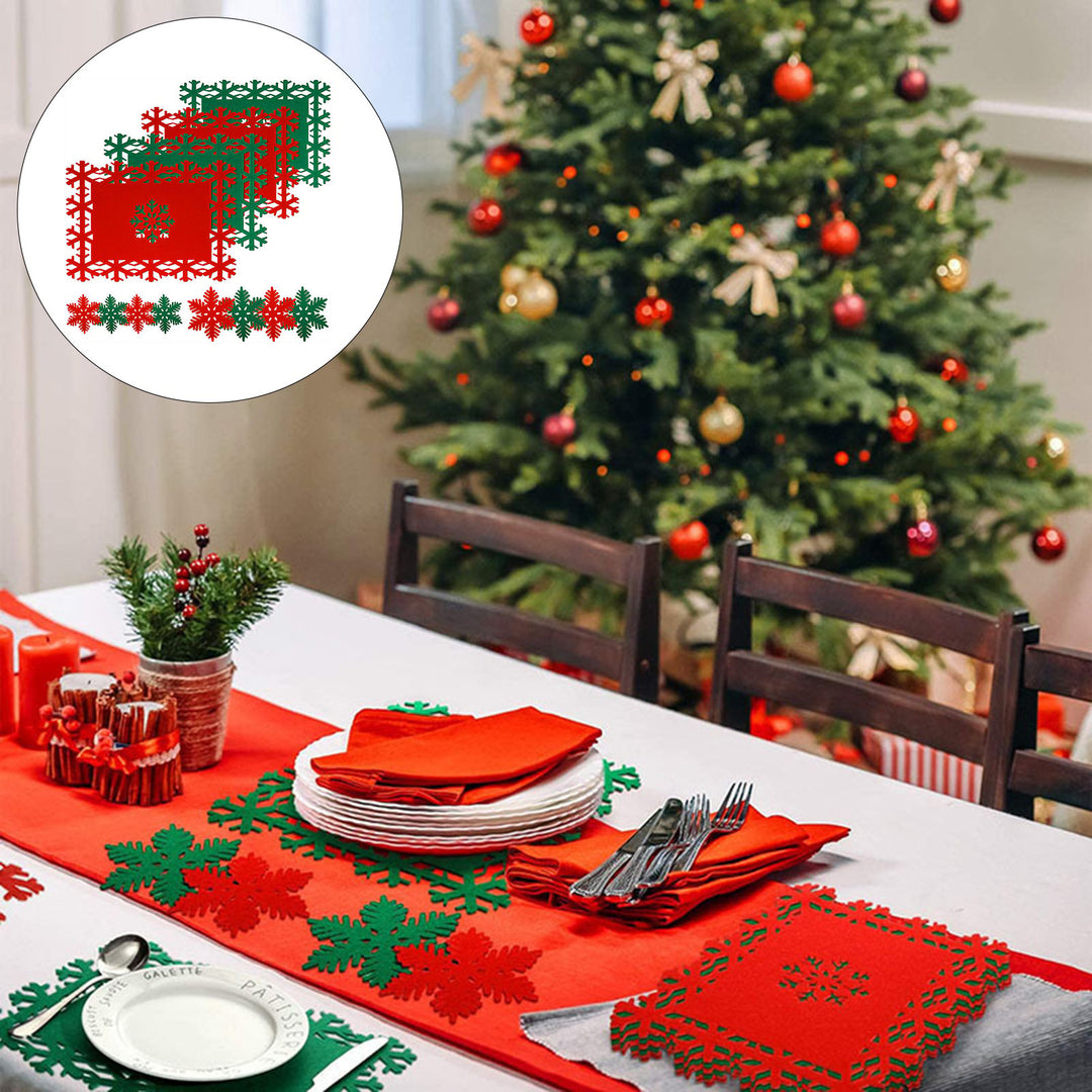 2Pcs Christmas Placemat Durable Reusable Snowflake Shaped Coaster for Festive Dining Table Decorations Image 7