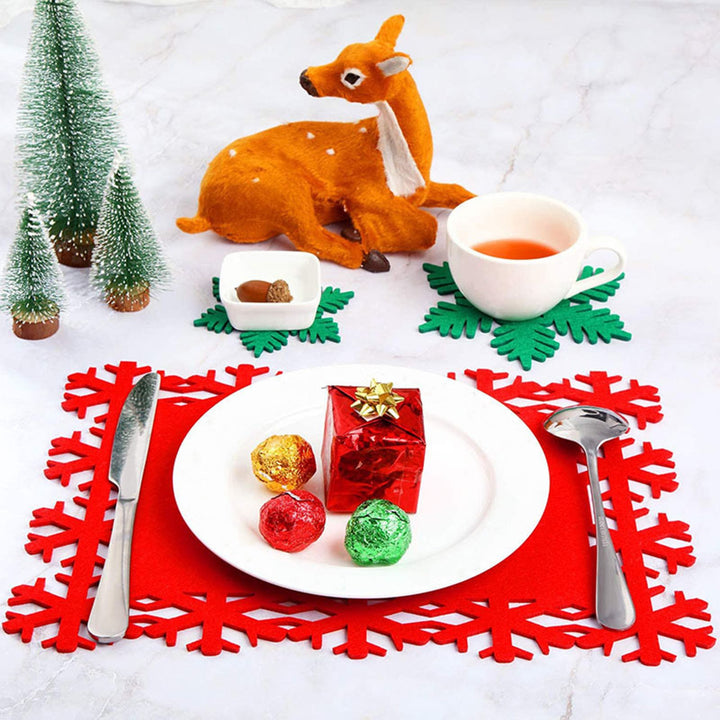 2Pcs Christmas Placemat Durable Reusable Snowflake Shaped Coaster for Festive Dining Table Decorations Image 11