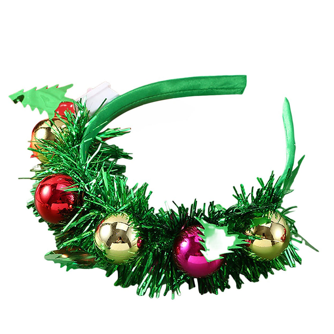 Christmas Headband Glowing Hair Band Xmas Tree Deer Horn Shape Headwear for Festive Party Decoration Image 1